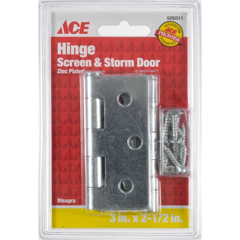 Ace 3 in. L Zinc-Plated Screen/Storm Door Hinge 2 pk