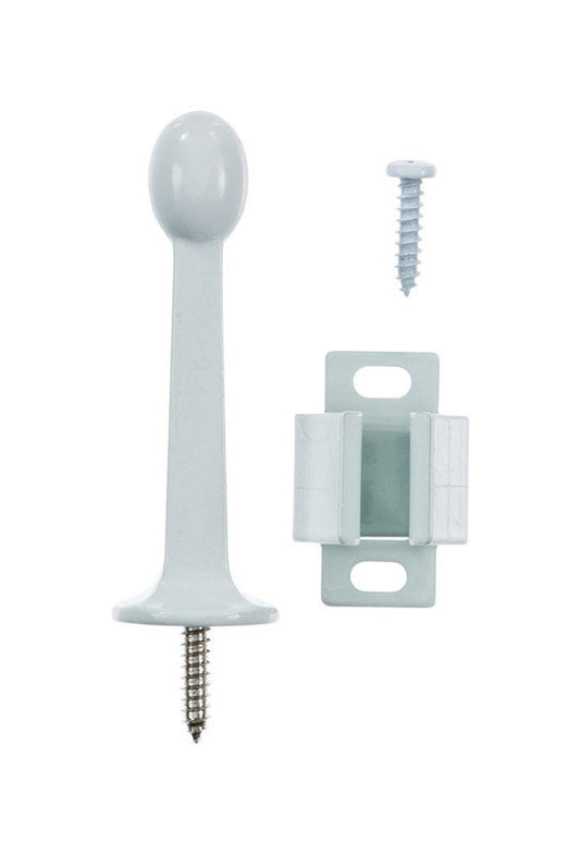 Ace 3 in. W Metal White Rigid Door Stop w/Holder Mounts to door and wall 5/32 in.