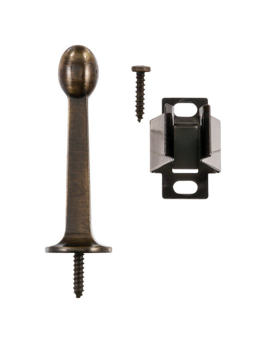 Ace 3 in. W Metal Antique Gold Rigid Door Stop w/Holder Mounts to door and wall 5.32 in.