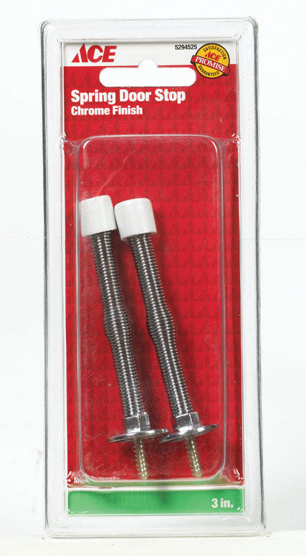 Ace 3 in. W Metal Chrome Yellow Spring Door Stop Mounts to door and wall 0 in.
