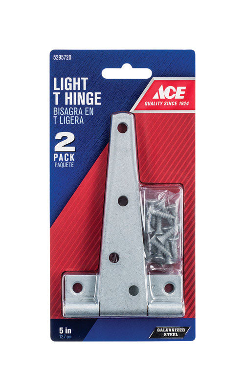 Ace 5 in. L Galvanized Light Duty T Hinge 2 pk