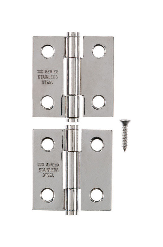 Ace .95 in. W X 1-1/2 in. L Stainless Steel Silver Stainless Steel Narrow Hinge 2 pk
