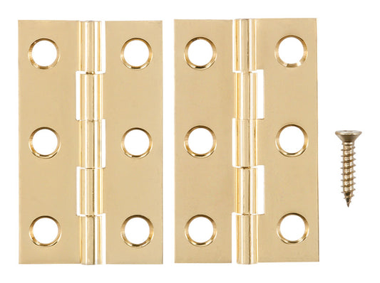 Ace 2 in. W X 1-3/16 in. L Polished Brass Brass Medium Hinge 2 pk