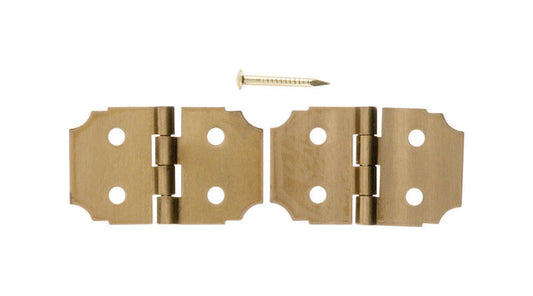 Ace 5/8 in. W X 1 in. L Polished Brass Brass Decorative Hinge 2 pk