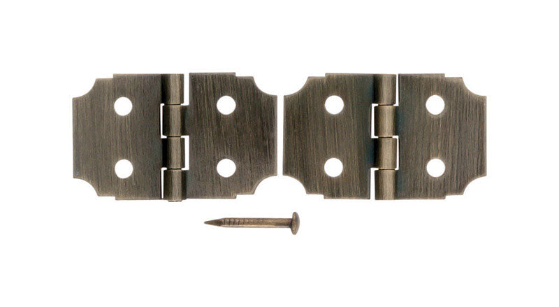 Ace 5/8 in. W X 1 in. L Antique Brass Brass Decorative Hinge 2 pk