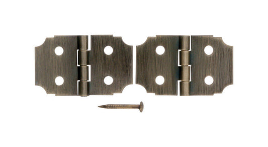Ace 5/8 in. W X 1 in. L Antique Brass Brass Decorative Hinge 2 pk