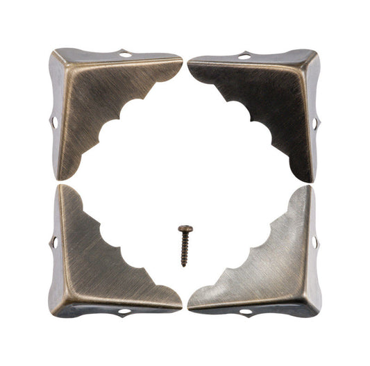 Ace Antique Brass Decorative Corner 0.6 in. 1-1/4 in. 4 pk