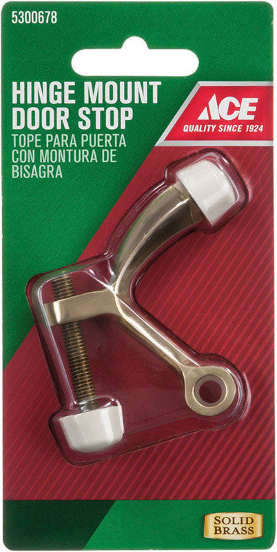 Ace 2-5/8 in. W X 0.5 in. L Solid Brass w/Rubber Stop Brass Yellow Hinge Pin Door Stop Mounts to doo