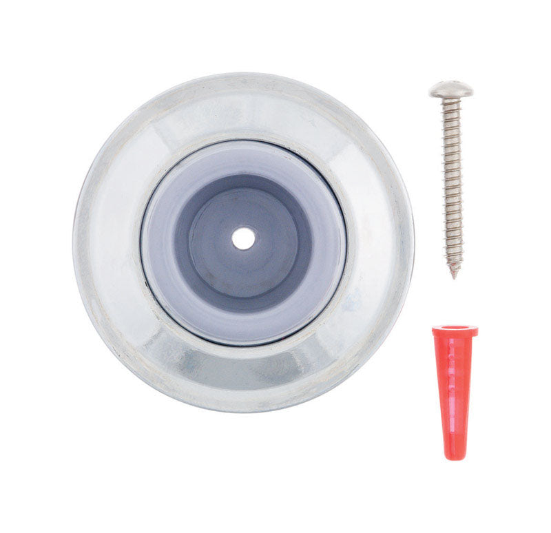 Ace 2-5/16 in. W Solid Brass w/Rubber Stop Chrome Silver Wall Door Stop Mounts to door and wall 1/8