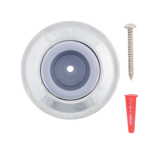 Ace 2-5/16 in. W Solid Brass w/Rubber Stop Chrome Silver Wall Door Stop Mounts to door and wall 1/8