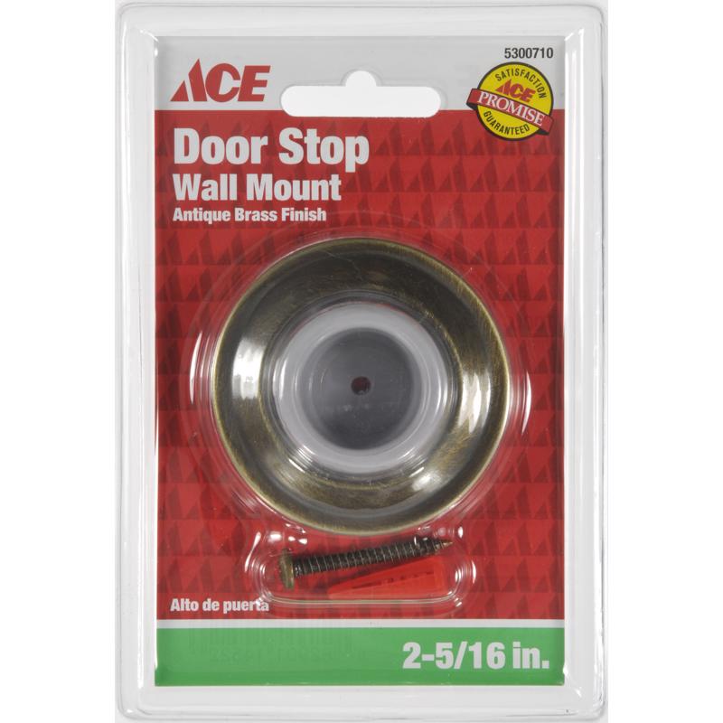 Ace 2-5/16 in. W Solid Brass w/Rubber Stop Antique Gold Wall Door Stop Mounts to door and wall 1/8 i