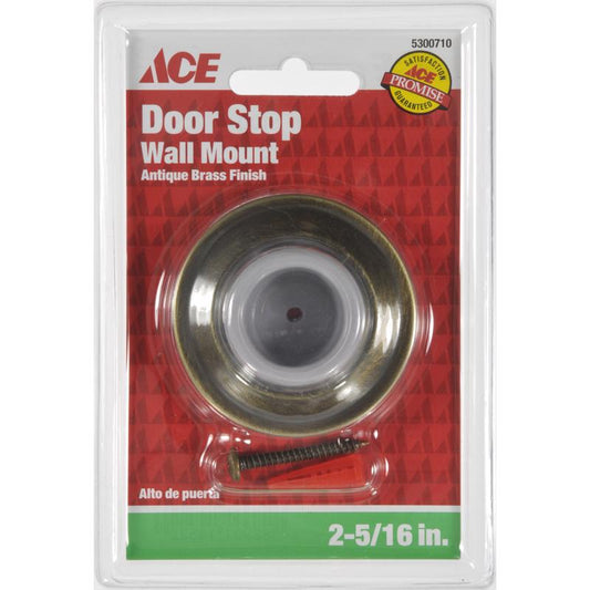 Ace 2-5/16 in. W Solid Brass w/Rubber Stop Antique Gold Wall Door Stop Mounts to door and wall 1/8 i