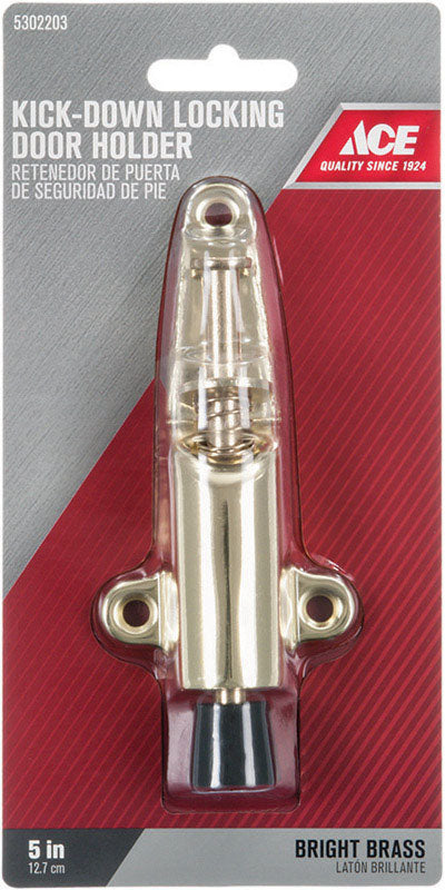Ace 5 in. W Metal Bright Gold Kick-Down Door Holder Mounts to door 1/4 in.