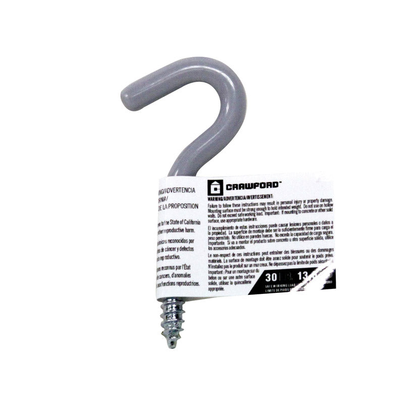 Crawford 3.5 in. L Vinyl Coated Gray Steel Small Storage Hook 30 lb. cap. 1 pk