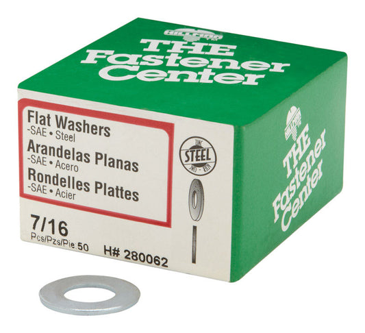 HILLMAN Zinc-Plated Steel 7/16 in. SAE Flat Washer 50 pk