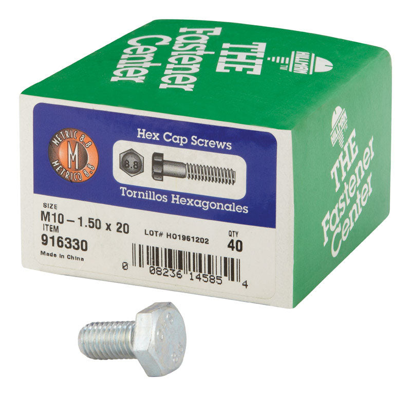HILLMAN M10-1.50 mm D X 20 mm L Heat Treated Steel Hex Head Cap Screw 1 pk