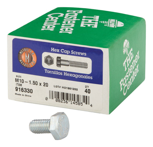 HILLMAN M10-1.50 mm D X 20 mm L Heat Treated Steel Hex Head Cap Screw 1 pk
