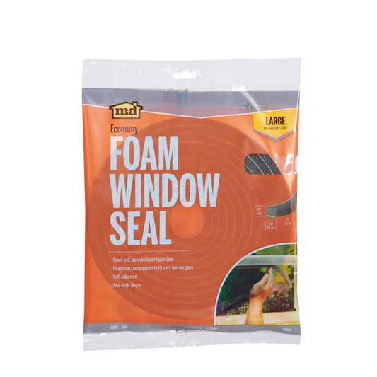 M-D BUILDING PRODUCTS Gray Foam Weather Stripping Tape For Doors and Windows 204 in. L X 0.38 in.