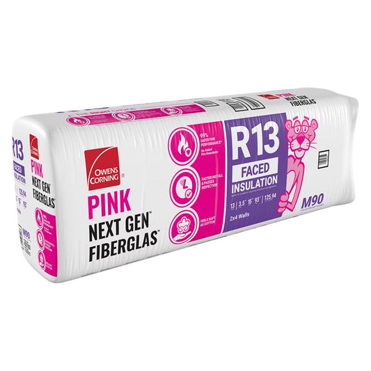 Owens Corning 15 in. W X 93 in. L X 3.5 in. R-13 Kraft Faced Fiberglass Insulation Batt 9.69 sq ft