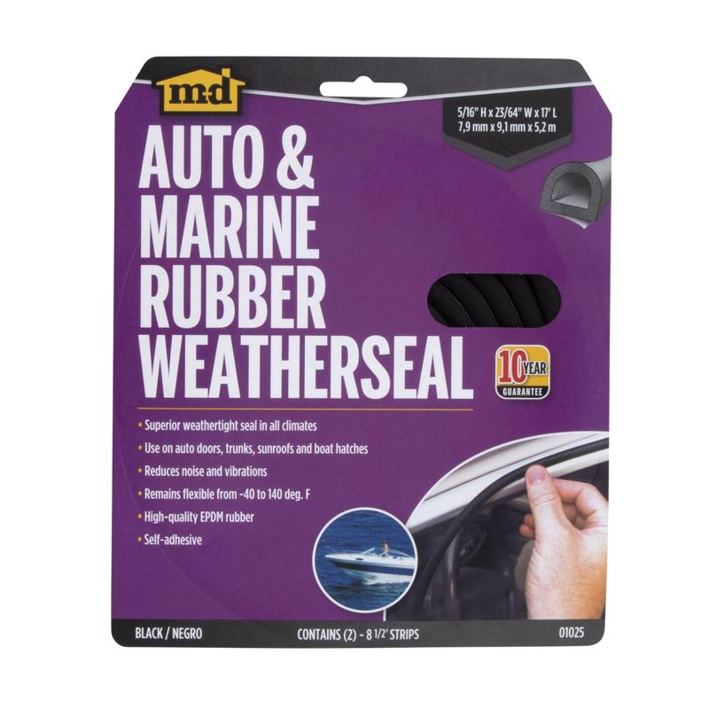 M-D BUILDING PRODUCTS Black Rubber Weatherstrip For Auto and Marine 204 in. L X 0.31 in.