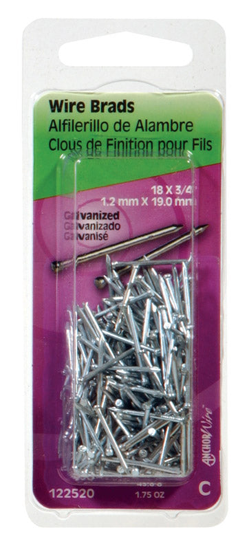 HILLMAN 18 Ga. X 3/4 in. L Electro Galvanized Steel Brad Nails 1 pk 1.75 oz