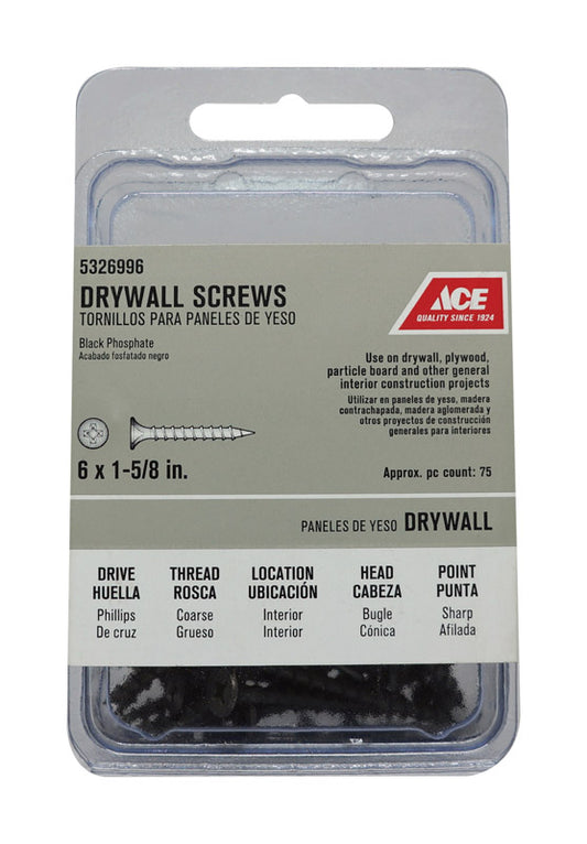 Ace No. 6 wire X 1-5/8 in. L Phillips Coarse Drywall Screws 75 pk