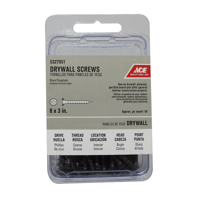 Ace No. 8 wire X 3 in. L Phillips Coarse Drywall Screws 50 pk