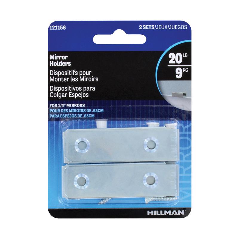 HILLMAN Silver Hidden Mirror Holder 20 lb 2 pk
