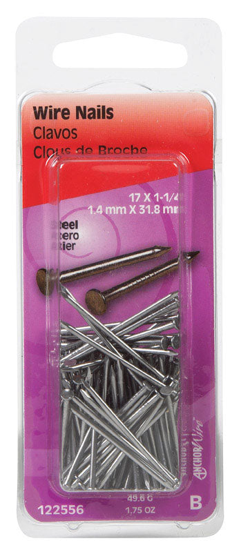 HILLMAN Anchor Wire 1-1/4 in. Wire Bright Steel Nail Flat Head
