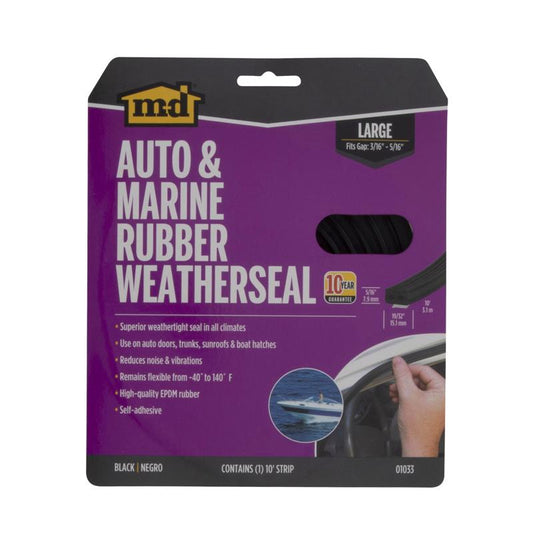 M-D BUILDING PRODUCTS Black EPDM Rubber Foam Weatherstrip For Auto and Marine 120 in. L X 0.31 in.