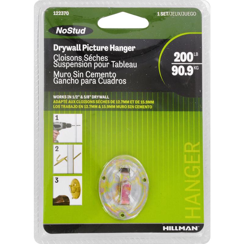 HILLMAN Zinc Silver Drywall Picture Hanger 200 lb 1 pk