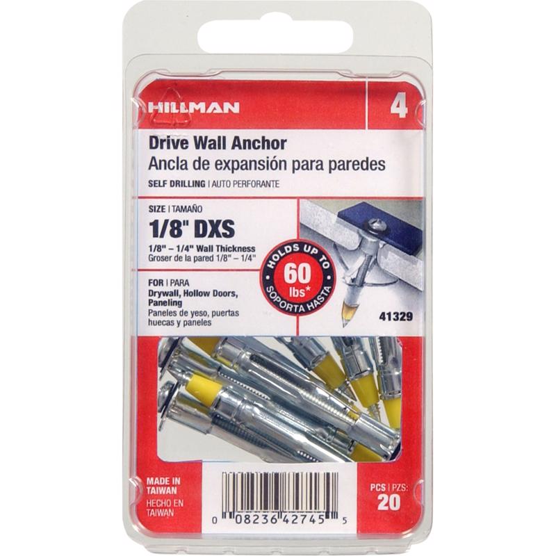 HILLMAN 1/8 in. D X 1.45 in. L Steel Pan Head Drive Wall Anchors 20 pk