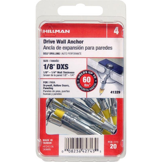 HILLMAN 1/8 in. D X 1.45 in. L Steel Pan Head Drive Wall Anchors 20 pk