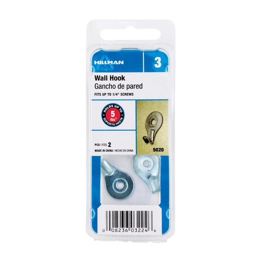 HILLMAN Zinc Silver Utility Hooks 5 lb 2 pk