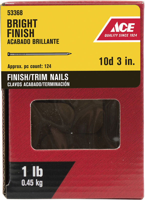 Ace 10D 3 in. Finishing Bright Steel Nail Countersunk Head 1 lb