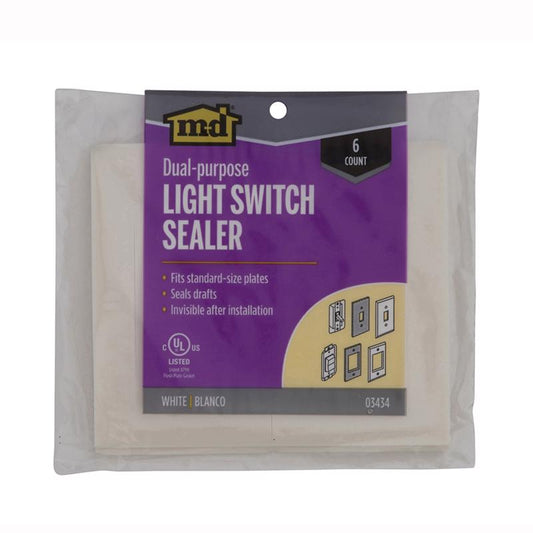 M-D BUILDING PRODUCTS White Foam Wall Plate Sealers 6 pk