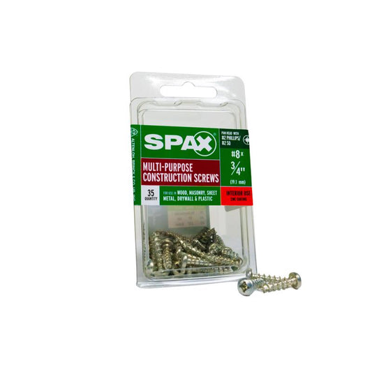 SPAX No. 8 X 3/4 in. L Phillips/Square Zinc-Plated Serrated Multi-Material Screw 35 pk