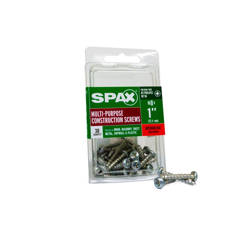 SPAX No. 8 X 1 in. L Phillips/Square Zinc-Plated Serrated Multi-Material Screw 30 pk