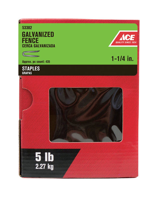 Ace 0.25 in. W X 1-1/4 in. L Galvanized Steel Fence Staples 5 lb