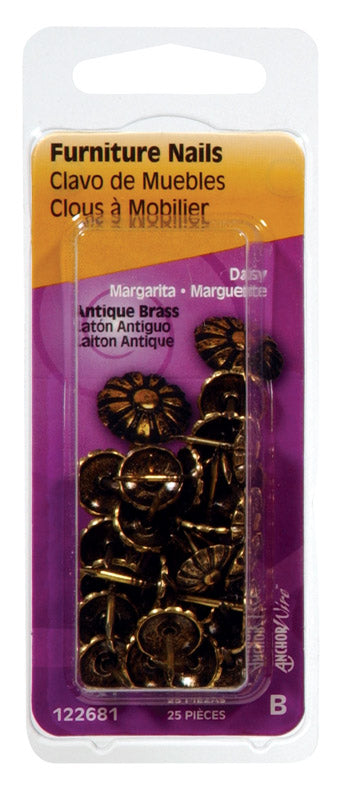 HILLMAN No. 64 Antique Brass Brass Furniture Nails 25 pk