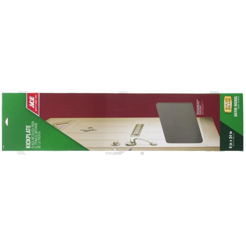Ace 8 in. H X 34 in. L Satin Nickel Brass Kickplate