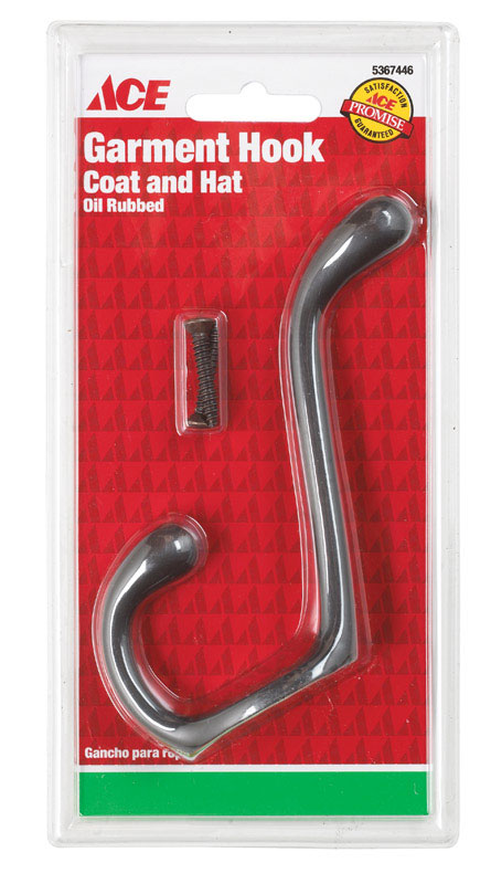 Ace 3-1/2 in. L Oil Rubbed Bronze Brown Metal Medium Garment Hook 1 pk