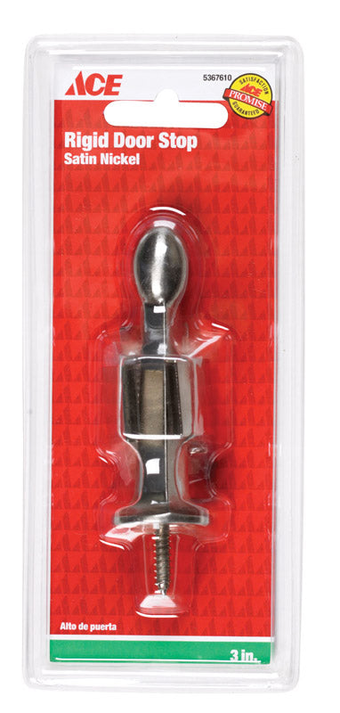 Ace 3 in. W Metal Satin Nickel Silver Rigid Door Stop w/Holder Mounts to door and wall 5/32 in.