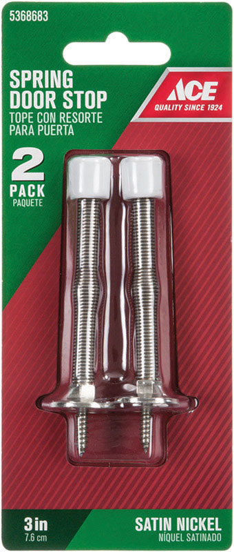 Ace 3 in. W Metal Satin Nickel Silver Spring Door Stop Mounts to door and wall 0 in.