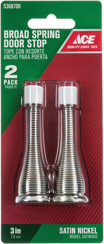 Ace 3 in. W Metal Satin Nickel Silver Spring Door Stop Mounts to door and wall 1/8 in.