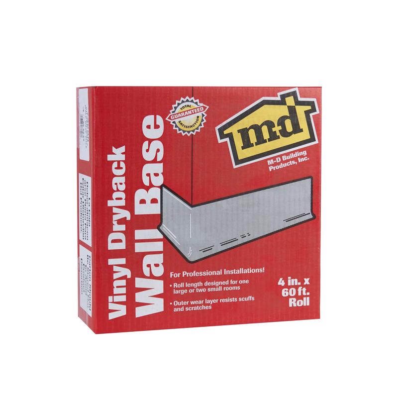 M-D BUILDING PRODUCTS 4 in. H X 0.08 in. W X 60 ft. L Dry Back Silver Gray Vinyl Wall Base
