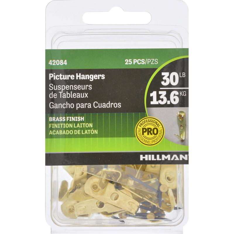 HILLMAN Brass-Plated Professional Picture Hanger 30 lb 25 pk