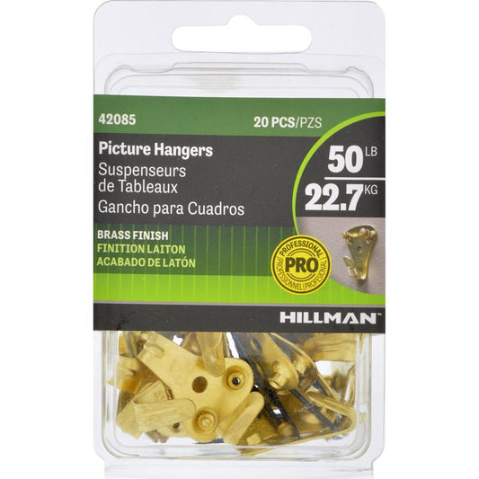 HILLMAN Brass-Plated Gold Professional Picture Hanger 50 lb 20 pk