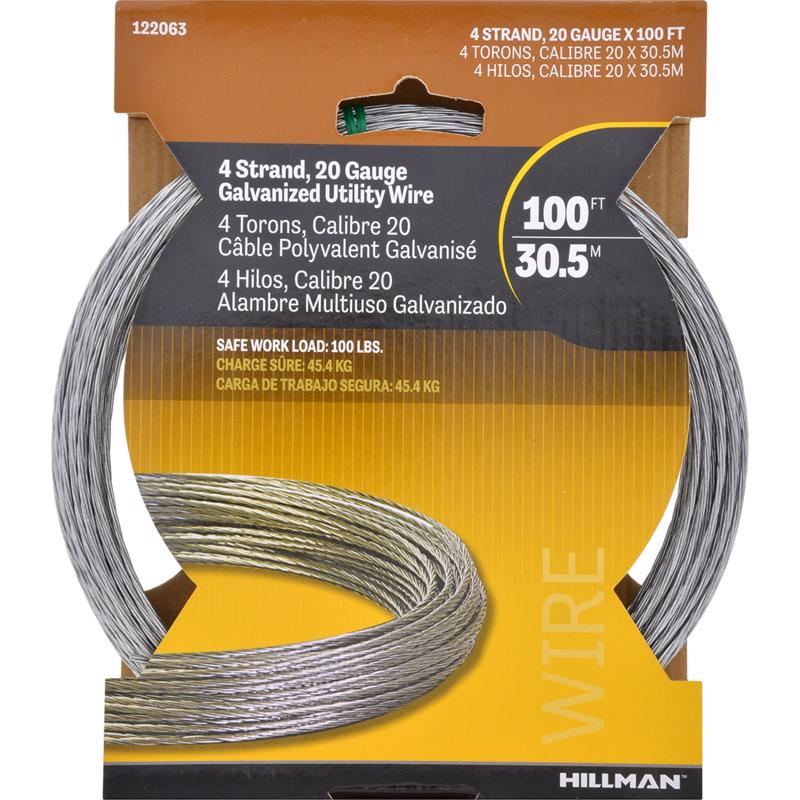 HILLMAN 100 ft. L Galvanized Steel 20 Ga. Wire
