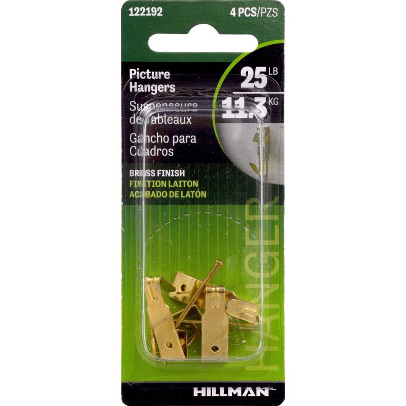 HILLMAN Brass-Plated Gold Professional Picture Hanger 25 lb 4 pk